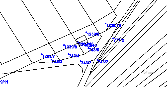 Parcela st. 743/10 v KÚ Pozořice, Katastrální mapa