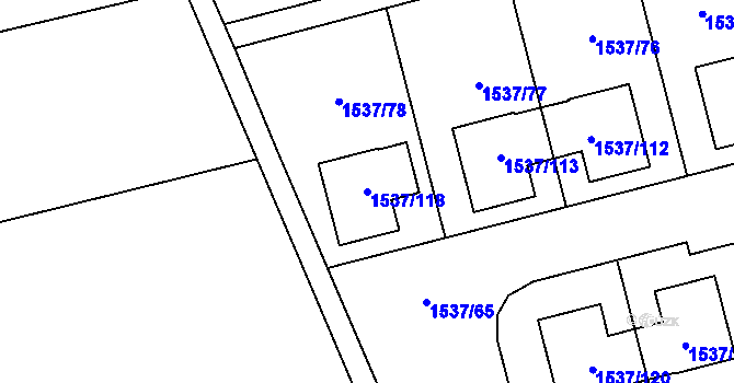 Parcela st. 1537/118 v KÚ Pozořice, Katastrální mapa