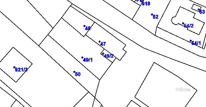 Parcela st. 49/2 v KÚ Prace, Katastrální mapa