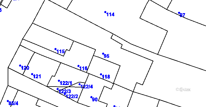 Parcela st. 95 v KÚ Prace, Katastrální mapa