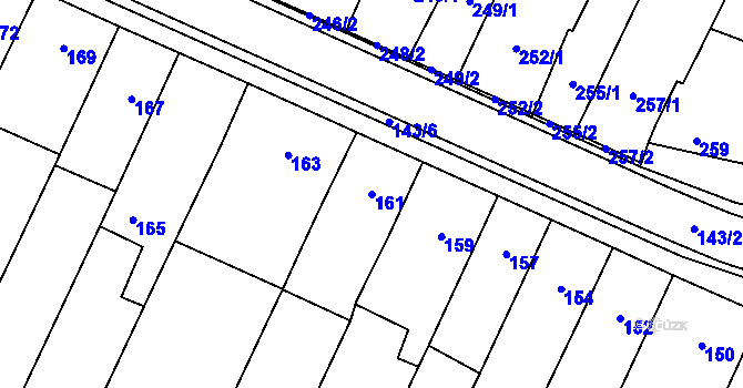 Parcela st. 161 v KÚ Prace, Katastrální mapa