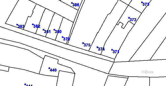 Parcela st. 375 v KÚ Prace, Katastrální mapa