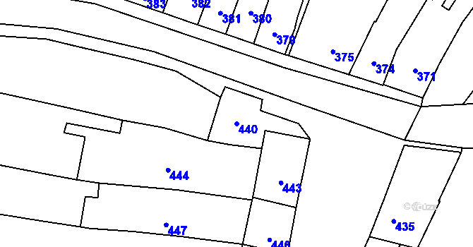 Parcela st. 440 v KÚ Prace, Katastrální mapa