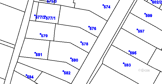 Parcela st. 578 v KÚ Prace, Katastrální mapa