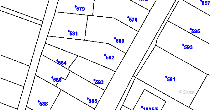 Parcela st. 582 v KÚ Prace, Katastrální mapa