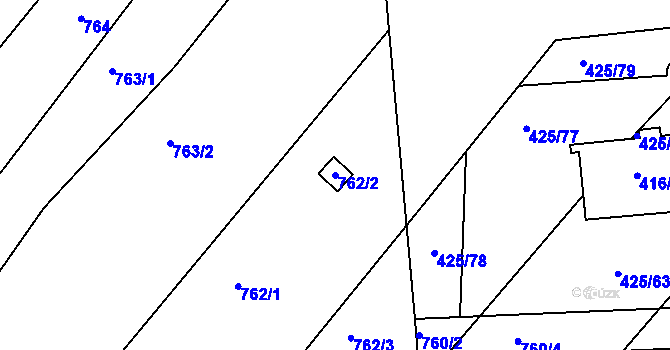 Parcela st. 762/2 v KÚ Prace, Katastrální mapa