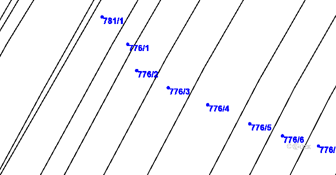 Parcela st. 776/3 v KÚ Prace, Katastrální mapa