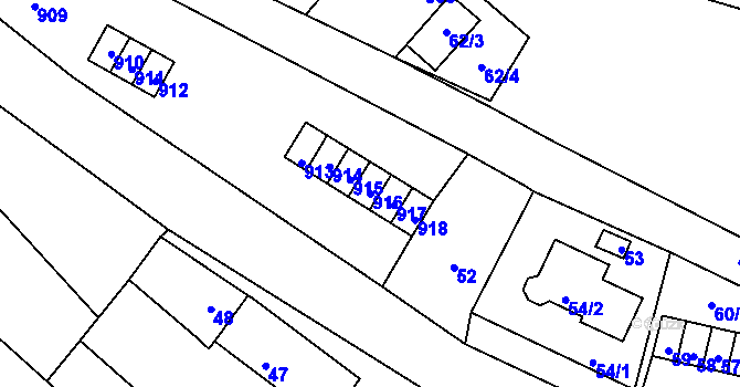 Parcela st. 916 v KÚ Prace, Katastrální mapa