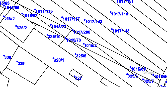 Parcela st. 1015/2 v KÚ Prace, Katastrální mapa