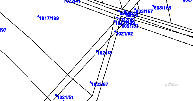 Parcela st. 1021/3 v KÚ Prace, Katastrální mapa