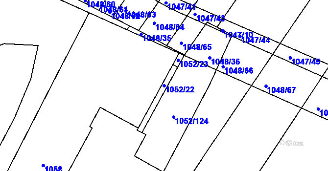 Parcela st. 1052/22 v KÚ Prace, Katastrální mapa