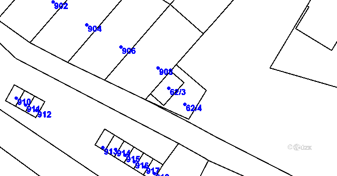 Parcela st. 62/3 v KÚ Prace, Katastrální mapa