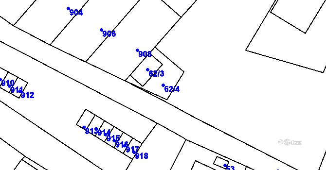 Parcela st. 62/4 v KÚ Prace, Katastrální mapa