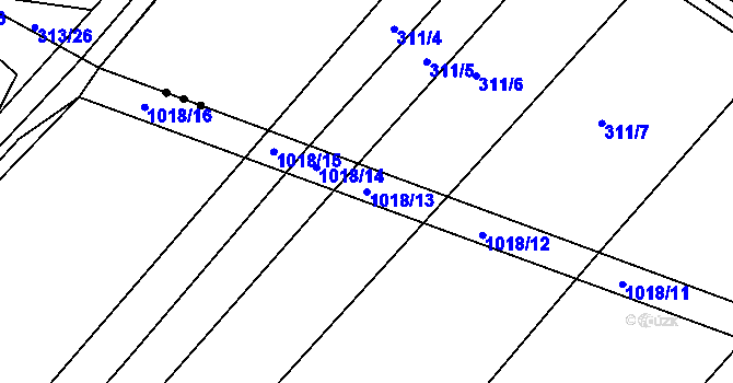 Parcela st. 1018/13 v KÚ Prace, Katastrální mapa
