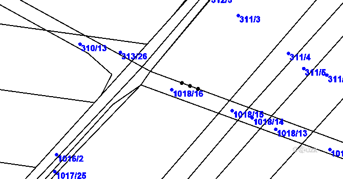 Parcela st. 1018/16 v KÚ Prace, Katastrální mapa