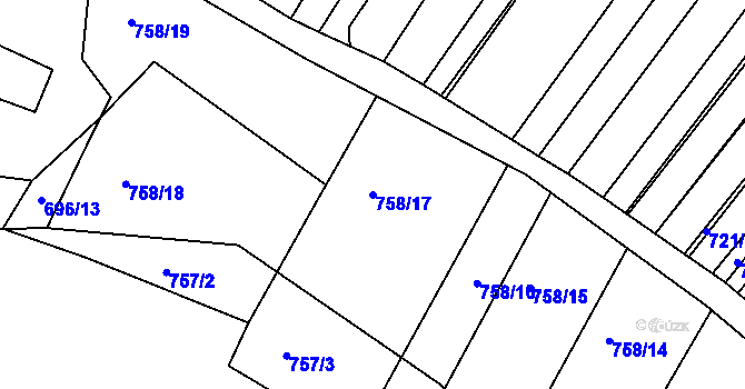Parcela st. 758/17 v KÚ Prace, Katastrální mapa