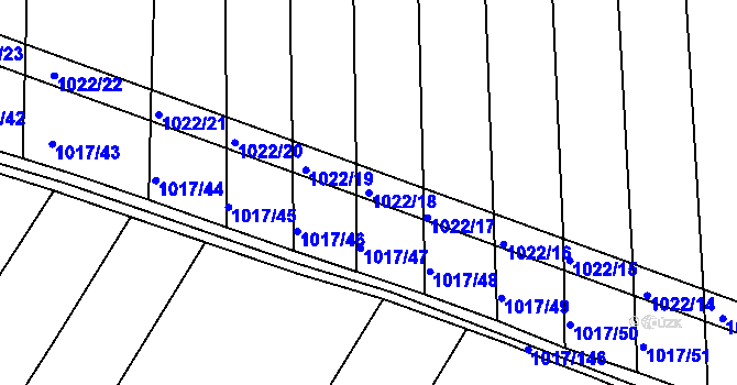 Parcela st. 1022/18 v KÚ Prace, Katastrální mapa