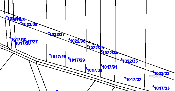 Parcela st. 1022/35 v KÚ Prace, Katastrální mapa
