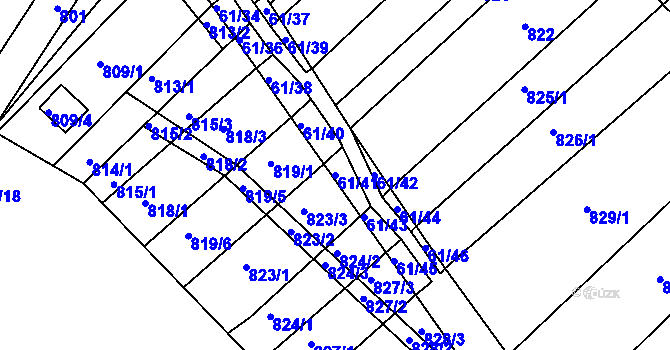 Parcela st. 61/41 v KÚ Prace, Katastrální mapa
