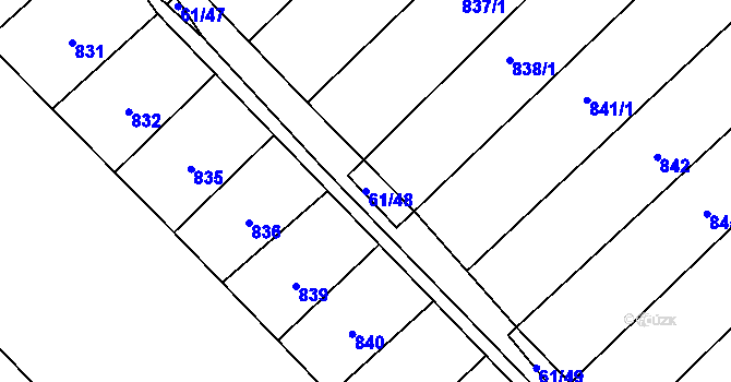 Parcela st. 61/48 v KÚ Prace, Katastrální mapa