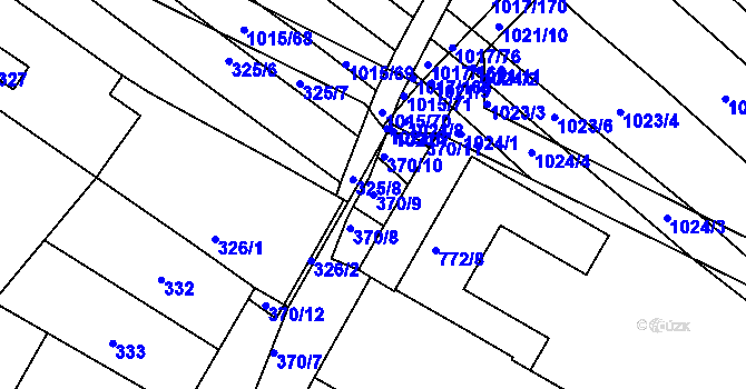 Parcela st. 370/9 v KÚ Prace, Katastrální mapa