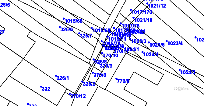 Parcela st. 370/10 v KÚ Prace, Katastrální mapa