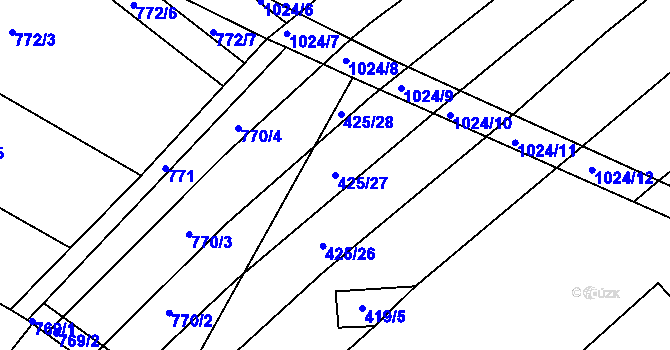Parcela st. 425/27 v KÚ Prace, Katastrální mapa