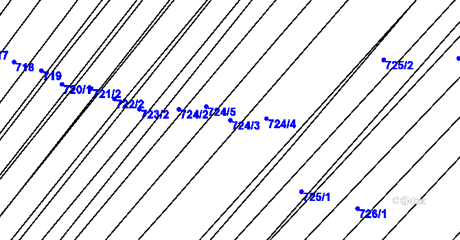 Parcela st. 724/3 v KÚ Prace, Katastrální mapa