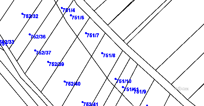 Parcela st. 751/8 v KÚ Prace, Katastrální mapa