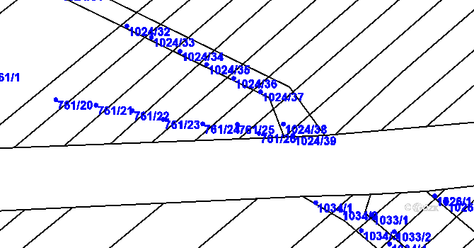 Parcela st. 761/25 v KÚ Prace, Katastrální mapa