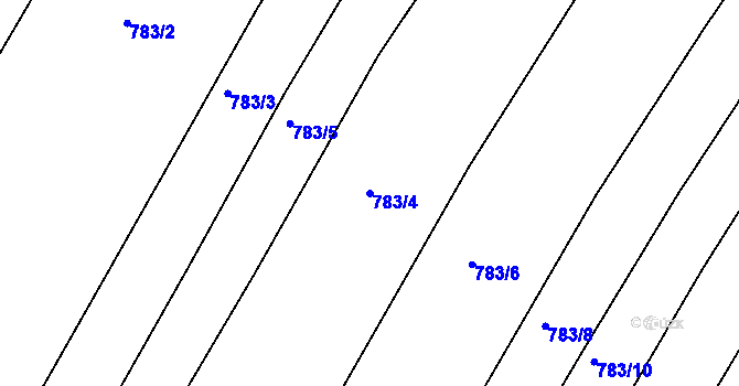 Parcela st. 783/4 v KÚ Prace, Katastrální mapa