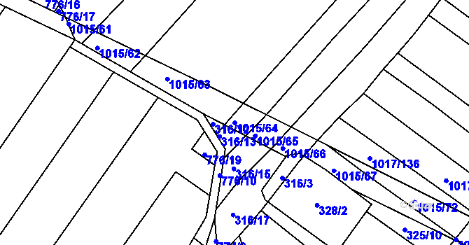 Parcela st. 1015/64 v KÚ Prace, Katastrální mapa