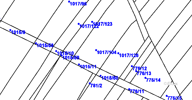 Parcela st. 1017/104 v KÚ Prace, Katastrální mapa