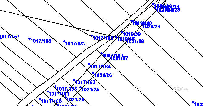 Parcela st. 1017/186 v KÚ Prace, Katastrální mapa
