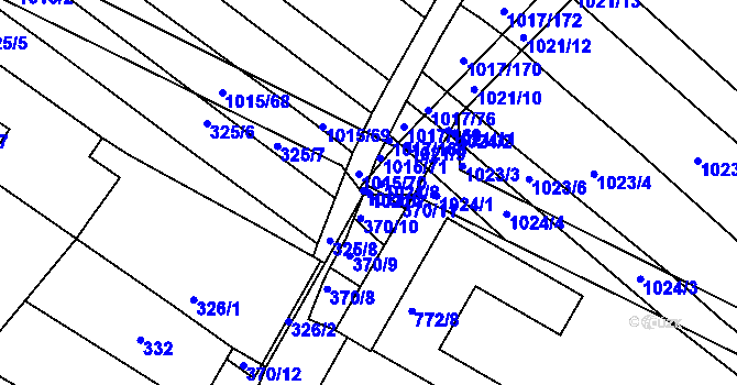Parcela st. 1021/7 v KÚ Prace, Katastrální mapa