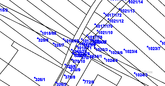 Parcela st. 1021/9 v KÚ Prace, Katastrální mapa
