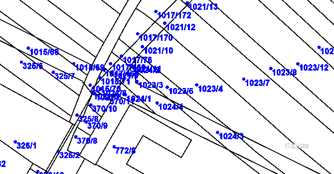 Parcela st. 1023/6 v KÚ Prace, Katastrální mapa