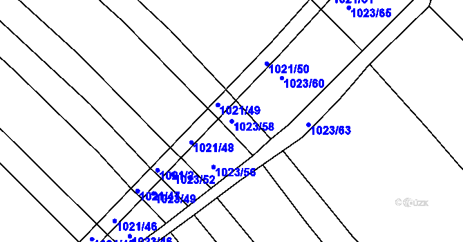 Parcela st. 1023/58 v KÚ Prace, Katastrální mapa