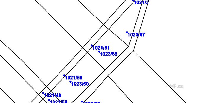 Parcela st. 1023/65 v KÚ Prace, Katastrální mapa