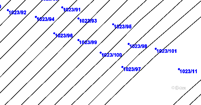 Parcela st. 1023/100 v KÚ Prace, Katastrální mapa