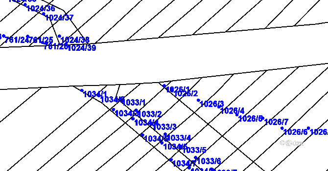 Parcela st. 1026/1 v KÚ Prace, Katastrální mapa