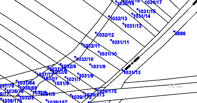 Parcela st. 1031/10 v KÚ Prace, Katastrální mapa
