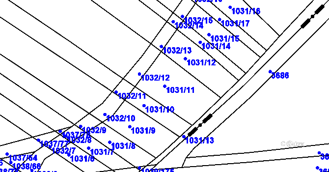 Parcela st. 1031/11 v KÚ Prace, Katastrální mapa