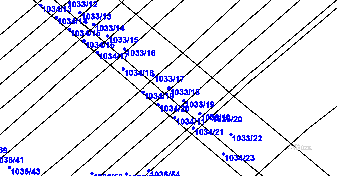 Parcela st. 1033/18 v KÚ Prace, Katastrální mapa