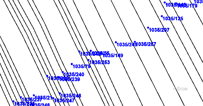 Parcela st. 1035/149 v KÚ Prace, Katastrální mapa