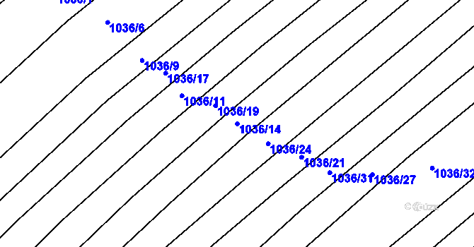 Parcela st. 1036/14 v KÚ Prace, Katastrální mapa