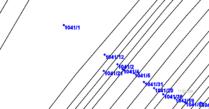 Parcela st. 1041/12 v KÚ Prace, Katastrální mapa