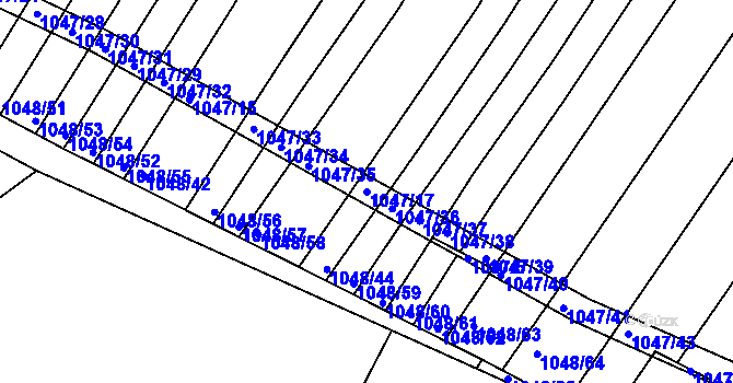 Parcela st. 1047/17 v KÚ Prace, Katastrální mapa