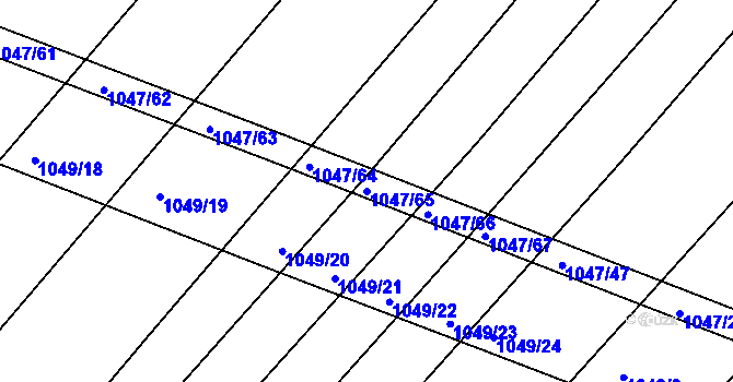 Parcela st. 1047/65 v KÚ Prace, Katastrální mapa