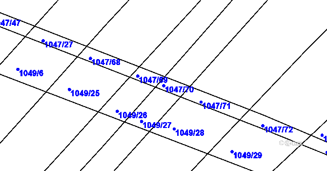Parcela st. 1047/70 v KÚ Prace, Katastrální mapa